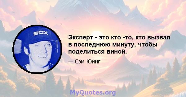 Эксперт - это кто -то, кто вызвал в последнюю минуту, чтобы поделиться виной.