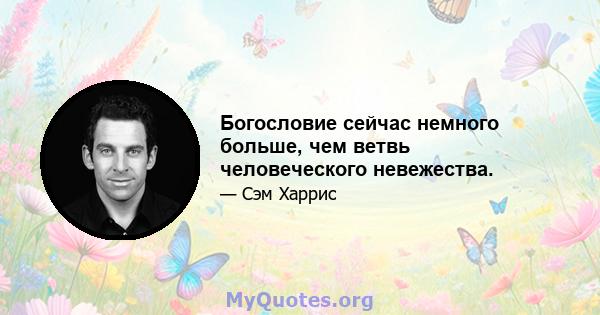 Богословие сейчас немного больше, чем ветвь человеческого невежества.