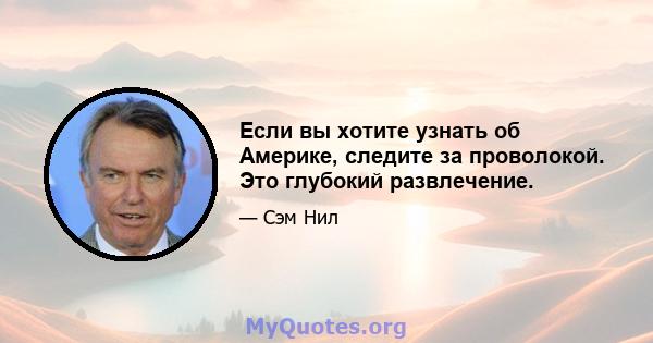 Если вы хотите узнать об Америке, следите за проволокой. Это глубокий развлечение.