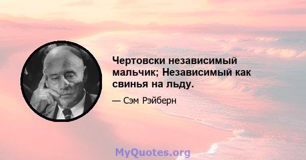 Чертовски независимый мальчик; Независимый как свинья на льду.