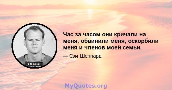 Час за часом они кричали на меня, обвинили меня, оскорбили меня и членов моей семьи.