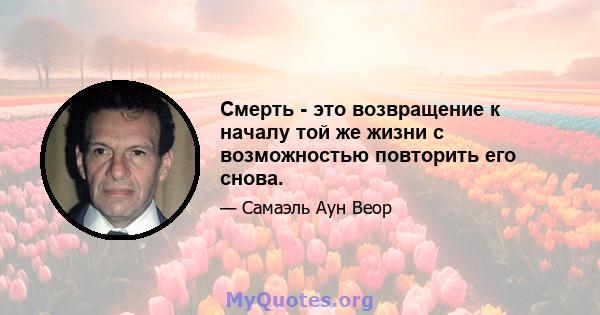 Смерть - это возвращение к началу той же жизни с возможностью повторить его снова.