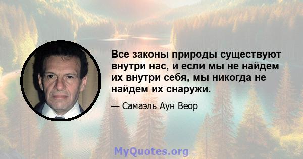 Все законы природы существуют внутри нас, и если мы не найдем их внутри себя, мы никогда не найдем их снаружи.