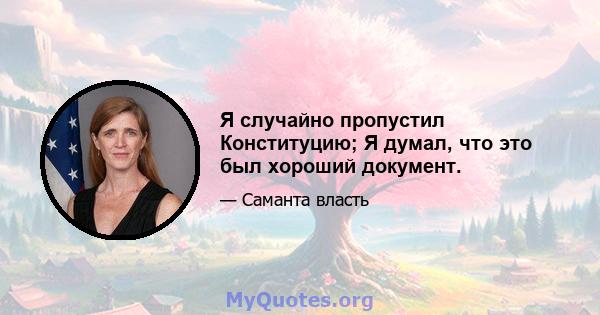 Я случайно пропустил Конституцию; Я думал, что это был хороший документ.