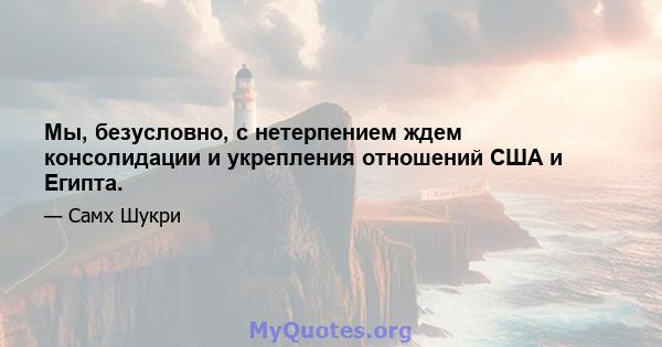 Мы, безусловно, с нетерпением ждем консолидации и укрепления отношений США и Египта.