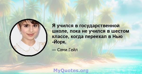 Я учился в государственной школе, пока не учился в шестом классе, когда переехал в Нью -Йорк.