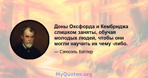 Доны Оксфорда и Кембриджа слишком заняты, обучая молодых людей, чтобы они могли научить их чему -либо.