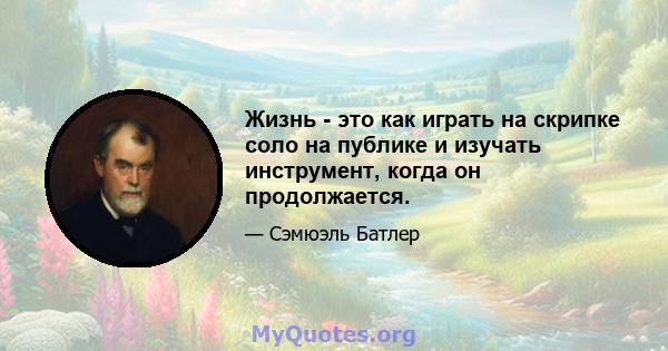 Жизнь - это как играть на скрипке соло на публике и изучать инструмент, когда он продолжается.