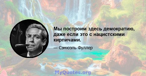 Мы построим здесь демократию, даже если это с нацистскими кирпичами.