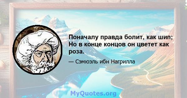 Поначалу правда болит, как шип; Но в конце концов он цветет как роза.