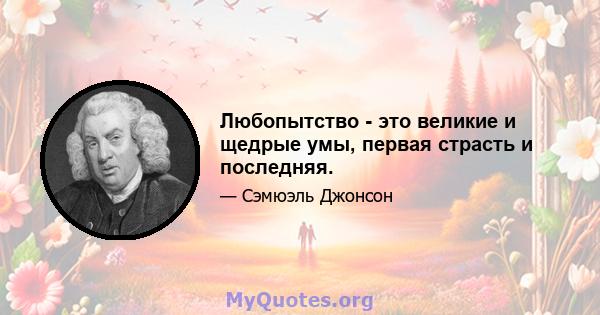 Любопытство - это великие и щедрые умы, первая страсть и последняя.