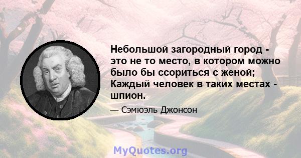 Небольшой загородный город - это не то место, в котором можно было бы ссориться с женой; Каждый человек в таких местах - шпион.