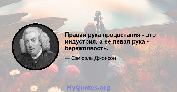 Правая рука процветания - это индустрия, а ее левая рука - бережливость.