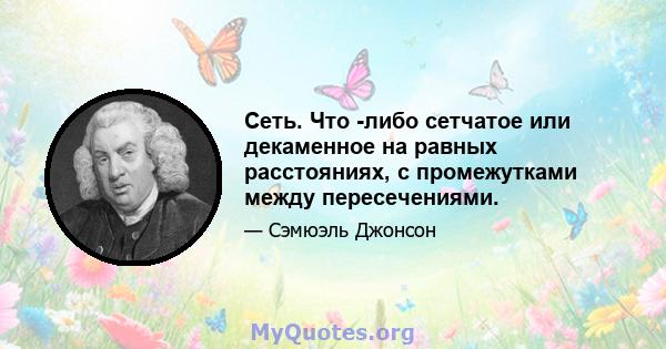 Сеть. Что -либо сетчатое или декаменное на равных расстояниях, с промежутками между пересечениями.