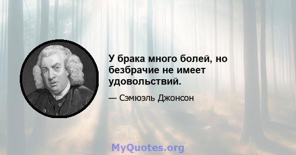 У брака много болей, но безбрачие не имеет удовольствий.