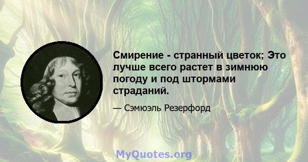 Смирение - странный цветок; Это лучше всего растет в зимнюю погоду и под штормами страданий.