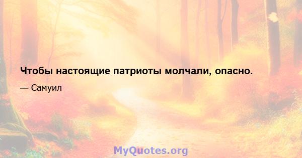 Чтобы настоящие патриоты молчали, опасно.