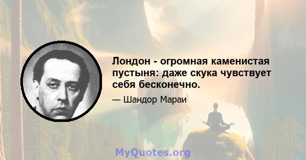 Лондон - огромная каменистая пустыня: даже скука чувствует себя бесконечно.