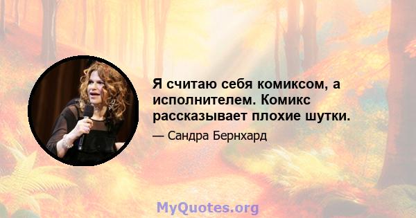 Я считаю себя комиксом, а исполнителем. Комикс рассказывает плохие шутки.