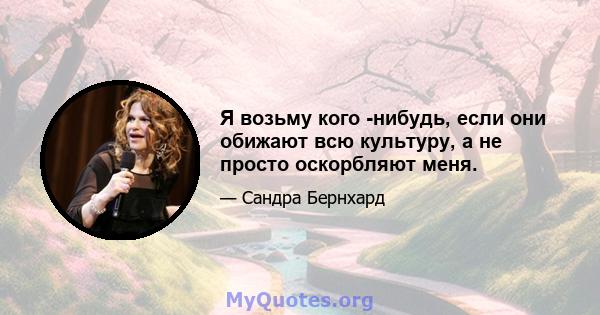 Я возьму кого -нибудь, если они обижают всю культуру, а не просто оскорбляют меня.