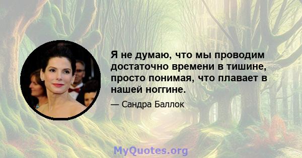 Я не думаю, что мы проводим достаточно времени в тишине, просто понимая, что плавает в нашей ноггине.