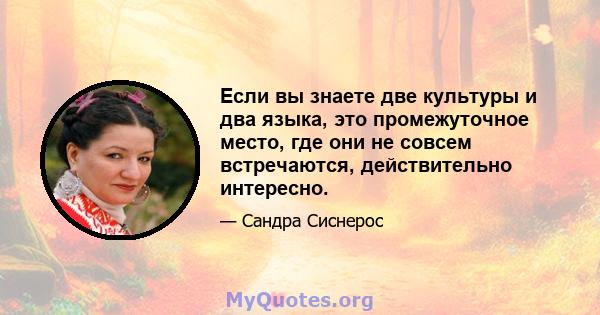 Если вы знаете две культуры и два языка, это промежуточное место, где они не совсем встречаются, действительно интересно.