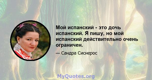 Мой испанский - это дочь испанский. Я пишу, но мой испанский действительно очень ограничен.