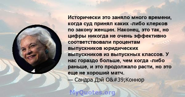 Исторически это заняло много времени, когда суд принял каких -либо клерков по закону женщин. Наконец, это так, но цифры никогда не очень эффективно соответствовали процентам выпускников юридических выпускников из