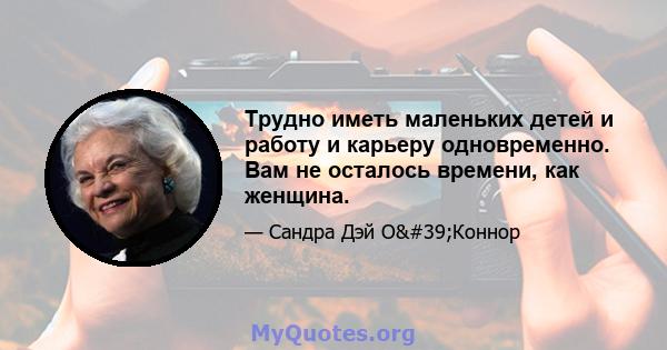 Трудно иметь маленьких детей и работу и карьеру одновременно. Вам не осталось времени, как женщина.