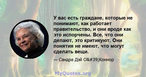 У вас есть граждане, которые не понимают, как работает правительство, и они вроде как это испорчены. Все, что они делают, это критикуют. Они понятия не имеют, что могут сделать вещи.