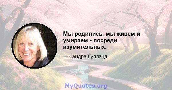 Мы родились, мы живем и умираем - посреди изумительных.