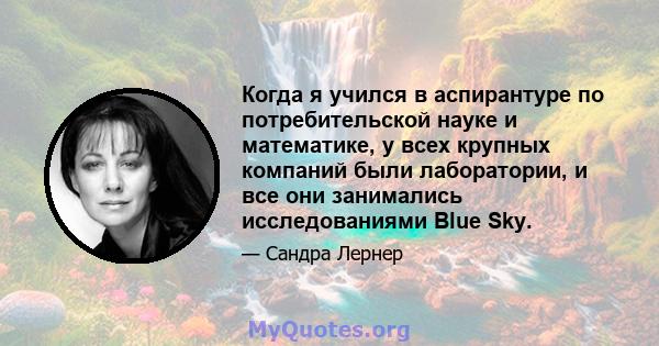 Когда я учился в аспирантуре по потребительской науке и математике, у всех крупных компаний были лаборатории, и все они занимались исследованиями Blue Sky.