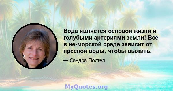 Вода является основой жизни и голубыми артериями земли! Все в не-морской среде зависит от пресной воды, чтобы выжить.