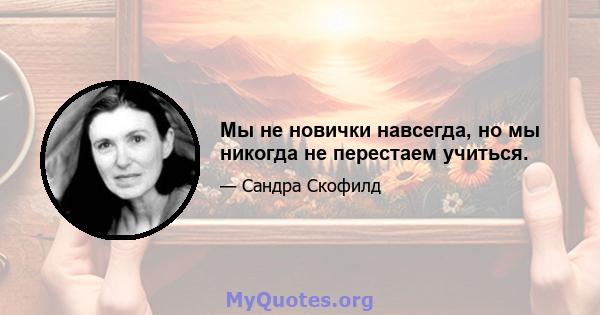 Мы не новички навсегда, но мы никогда не перестаем учиться.