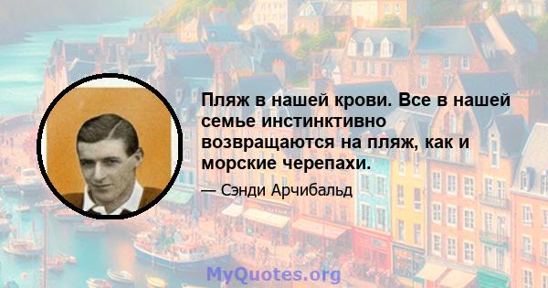 Пляж в нашей крови. Все в нашей семье инстинктивно возвращаются на пляж, как и морские черепахи.