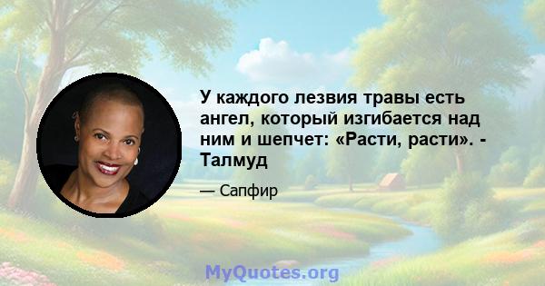 У каждого лезвия травы есть ангел, который изгибается над ним и шепчет: «Расти, расти». - Талмуд