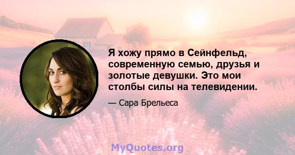 Я хожу прямо в Сейнфельд, современную семью, друзья и золотые девушки. Это мои столбы силы на телевидении.