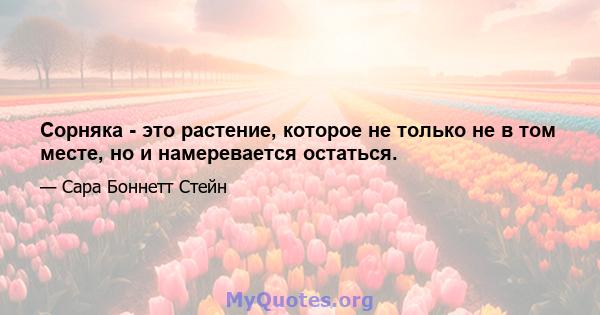 Сорняка - это растение, которое не только не в том месте, но и намеревается остаться.