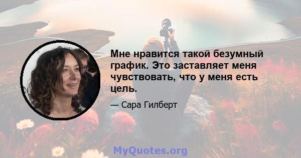 Мне нравится такой безумный график. Это заставляет меня чувствовать, что у меня есть цель.