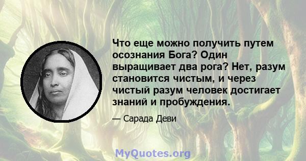 Что еще можно получить путем осознания Бога? Один выращивает два рога? Нет, разум становится чистым, и через чистый разум человек достигает знаний и пробуждения.