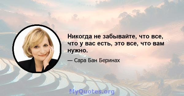 Никогда не забывайте, что все, что у вас есть, это все, что вам нужно.