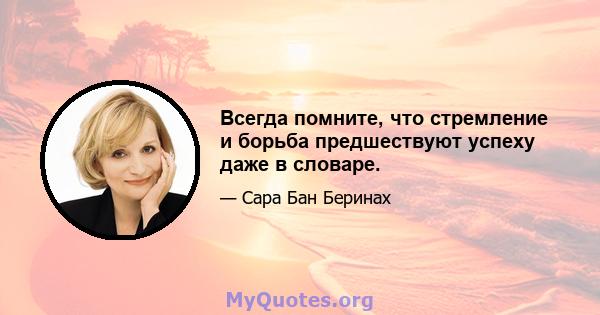 Всегда помните, что стремление и борьба предшествуют успеху даже в словаре.