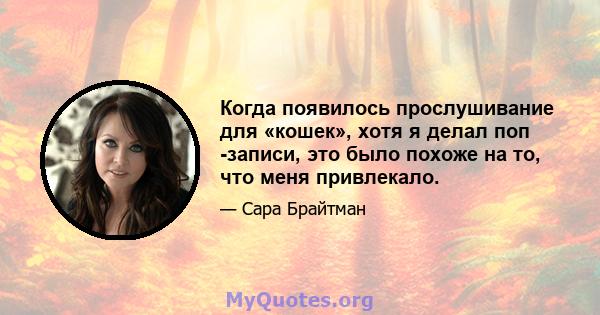 Когда появилось прослушивание для «кошек», хотя я делал поп -записи, это было похоже на то, что меня привлекало.