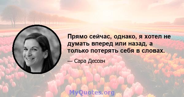 Прямо сейчас, однако, я хотел не думать вперед или назад, а только потерять себя в словах.