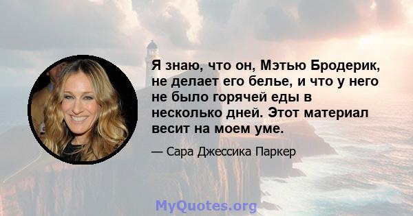 Я знаю, что он, Мэтью Бродерик, не делает его белье, и что у него не было горячей еды в несколько дней. Этот материал весит на моем уме.