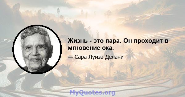 Жизнь - это пара. Он проходит в мгновение ока.