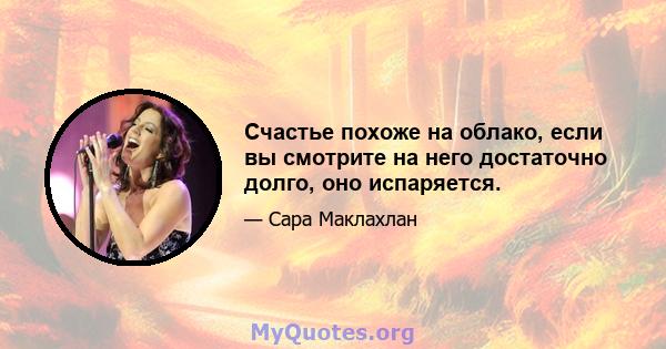 Счастье похоже на облако, если вы смотрите на него достаточно долго, оно испаряется.