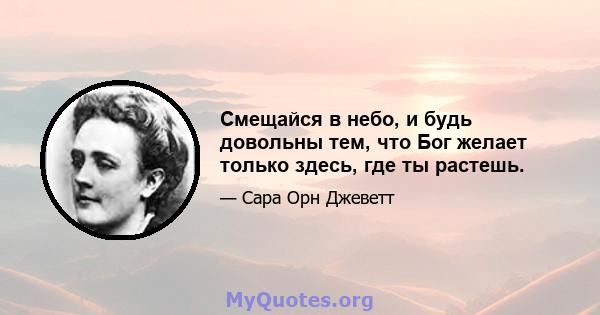 Смещайся в небо, и будь довольны тем, что Бог желает только здесь, где ты растешь.