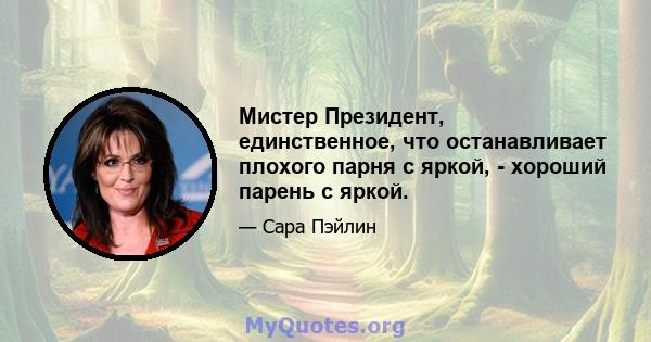 Мистер Президент, единственное, что останавливает плохого парня с яркой, - хороший парень с яркой.