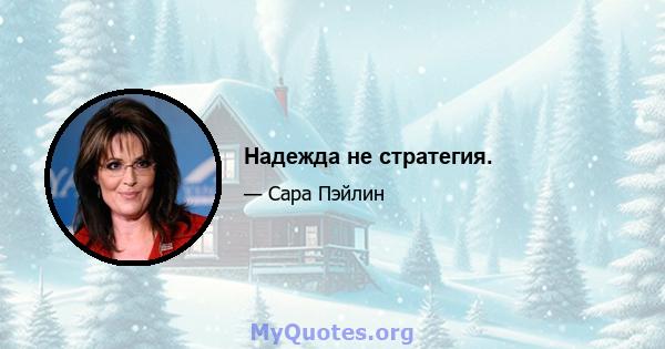 Надежда не стратегия.